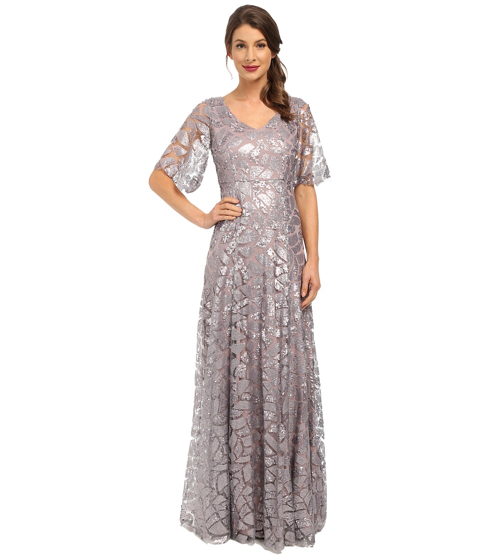 Donna Morgan Sequin Gown with Sleeve (Grey Ridge) Women