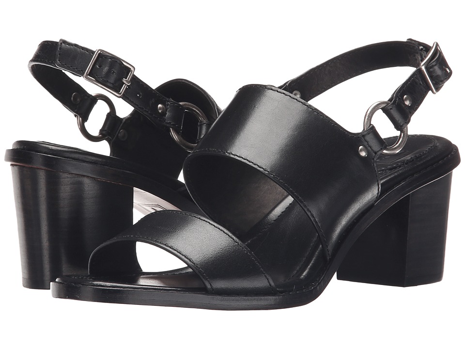 Frye Brielle Harness Sandal (Black Smooth Polished Veg) High Heels