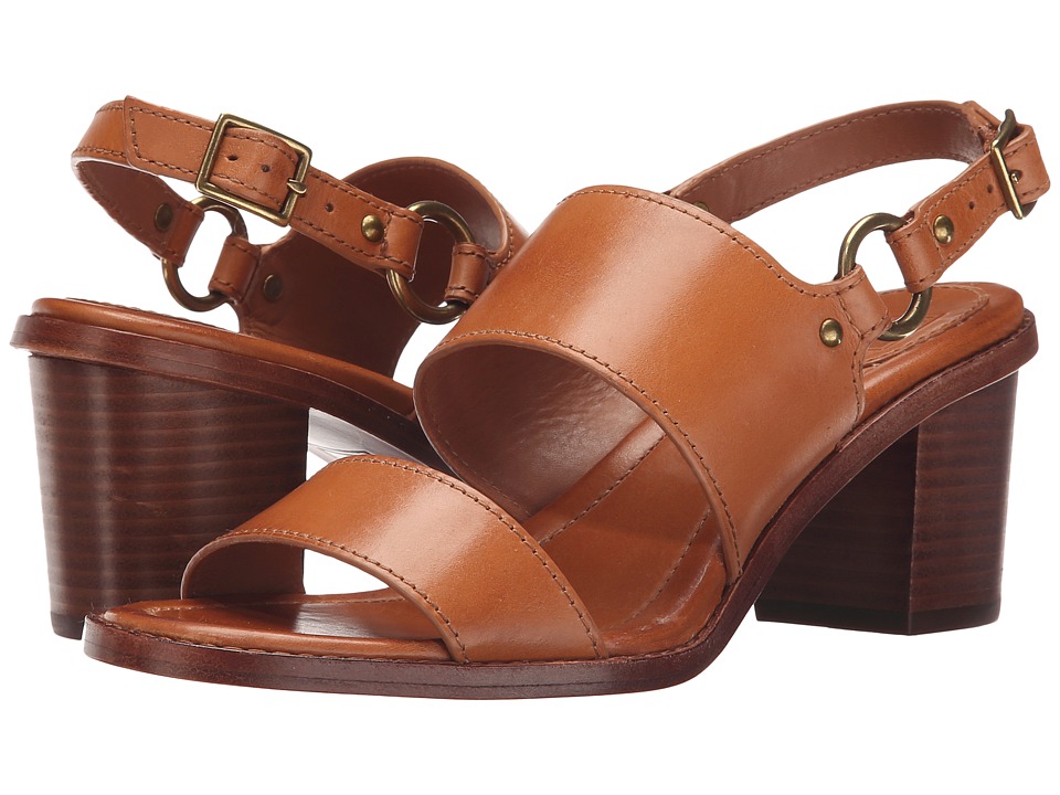 Frye Brielle Harness Sandal (Tan Smooth Polished Veg) High Heels