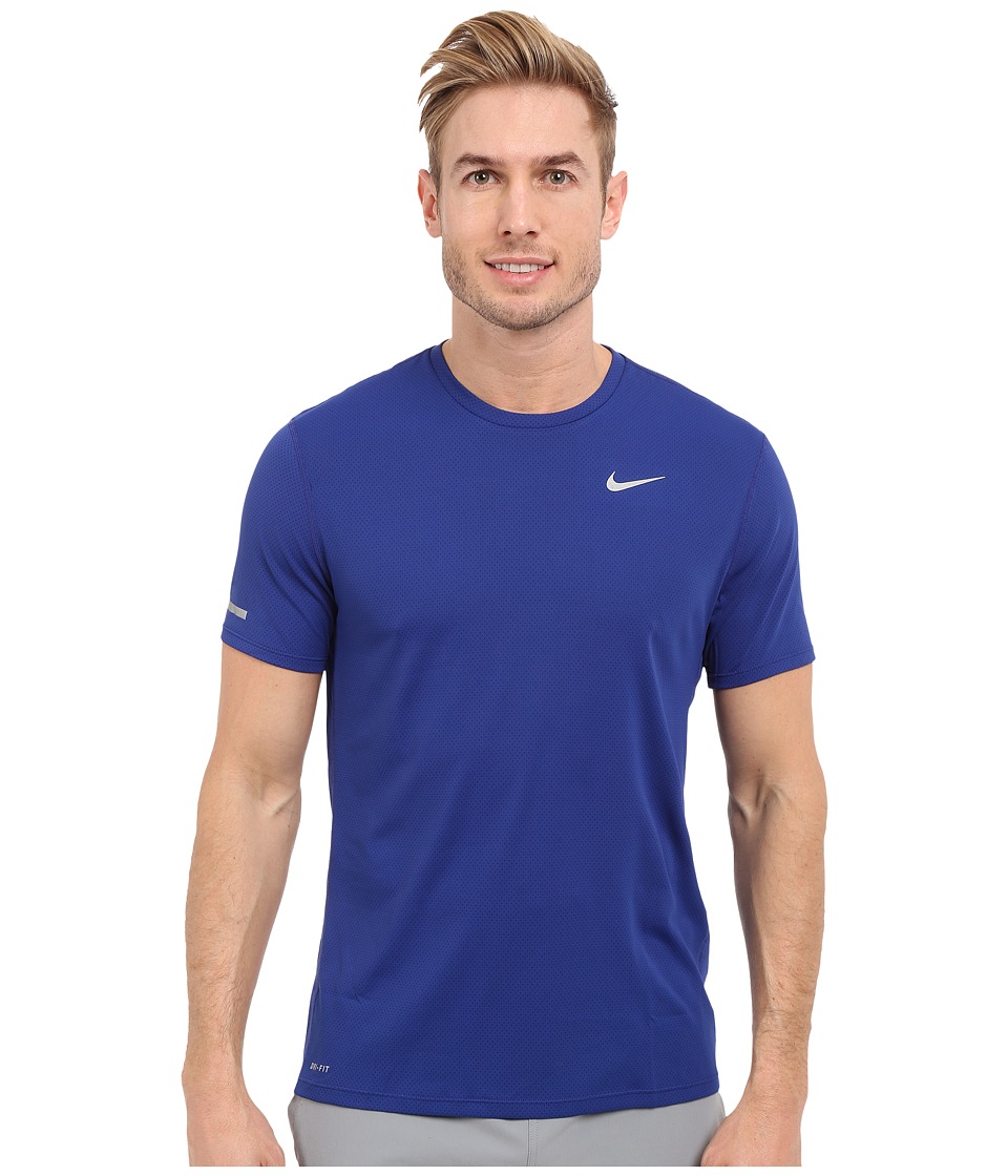 Nike Dri-FITtm Contour S/S Running Shirt (Deep Royal Blue/Reflective Silver) Men