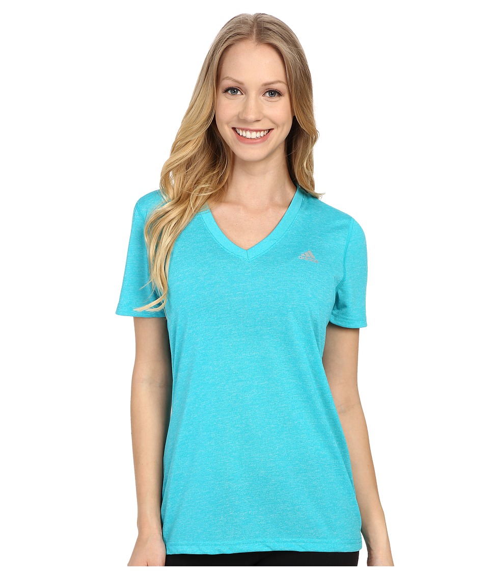 adidas Ultimate S/S V-Neck Tee (Shock Green/Matte Silver) Women