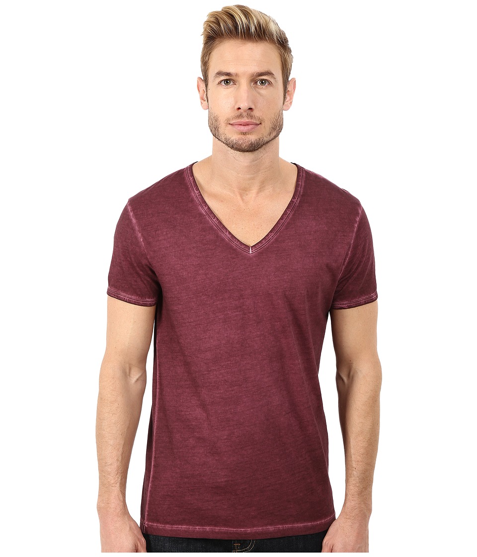 BOSS Orange - Toulouse Garment Dyed Jersey Fashion Fit Short Sleeve V-Neck Tee (Dark Pink) Men