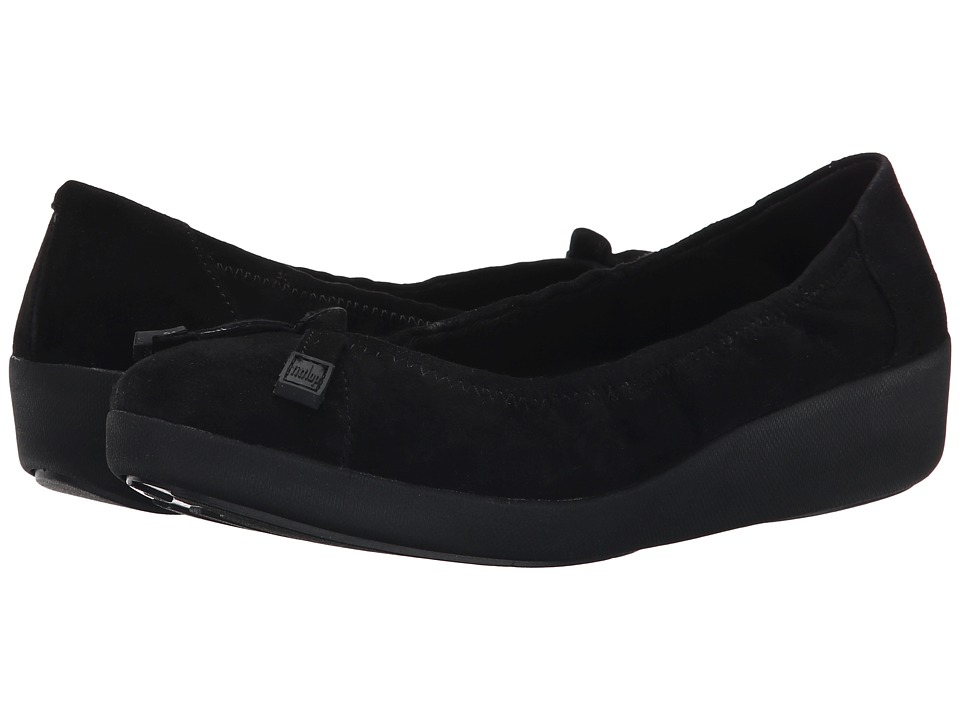 FitFlop - F-Pop Ballerina Suede (Black) Women