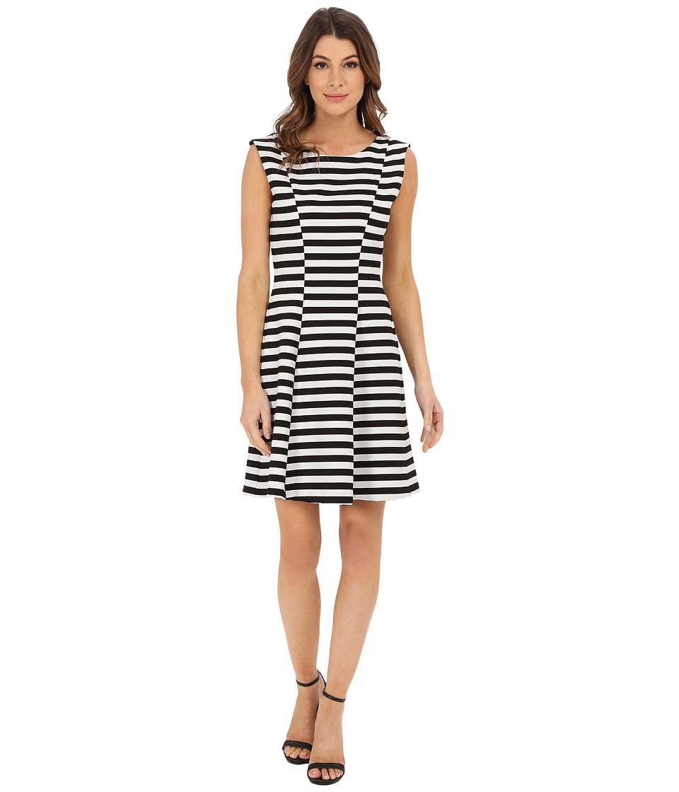 Karen Kane Inverted Stripe Dress (Black/Off White) Women