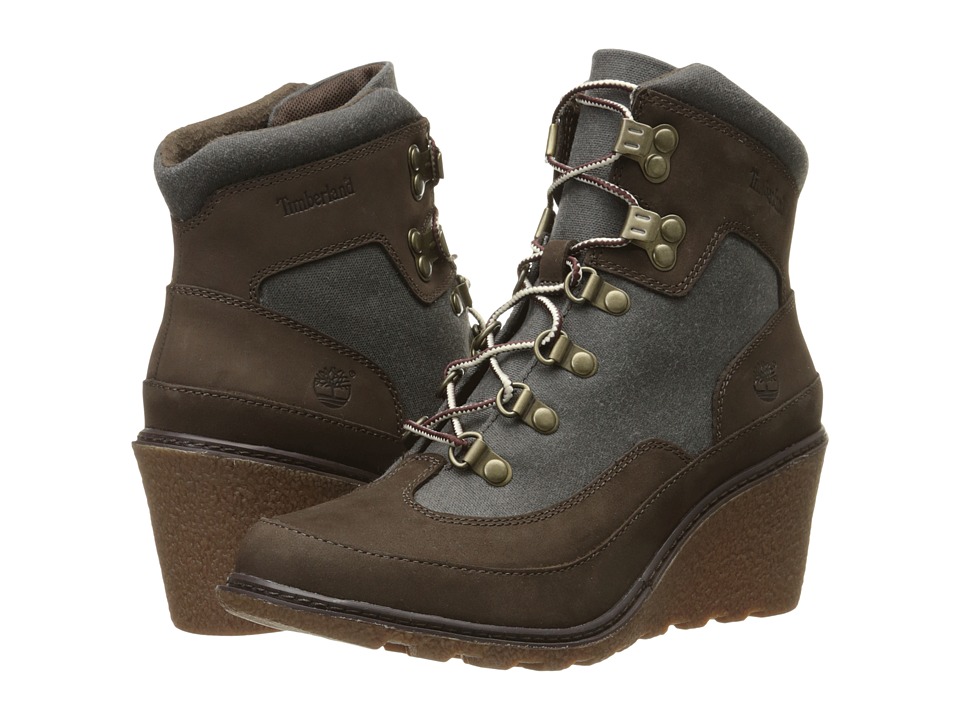 Timberland Amston Hiker (Dark Brown Nubuck with Black Waxed Canvas) Women