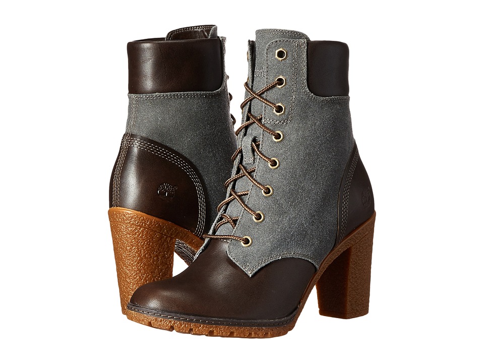 Timberland - Glancy 6 Boot (Dark Brown Full Grain with Dark Olive Waxed Canvas) Women