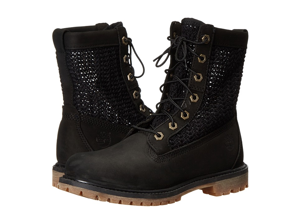 Timberland Timberland Authentics Open Weave 6 Boot (Black Nubuck with Black Weave) Women