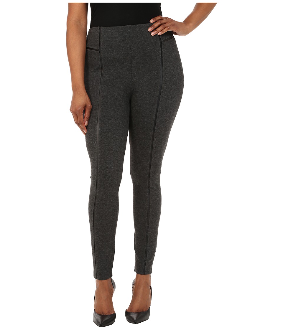 Lysse Plus Size Leather Inset Leggings (Charcoal) Women