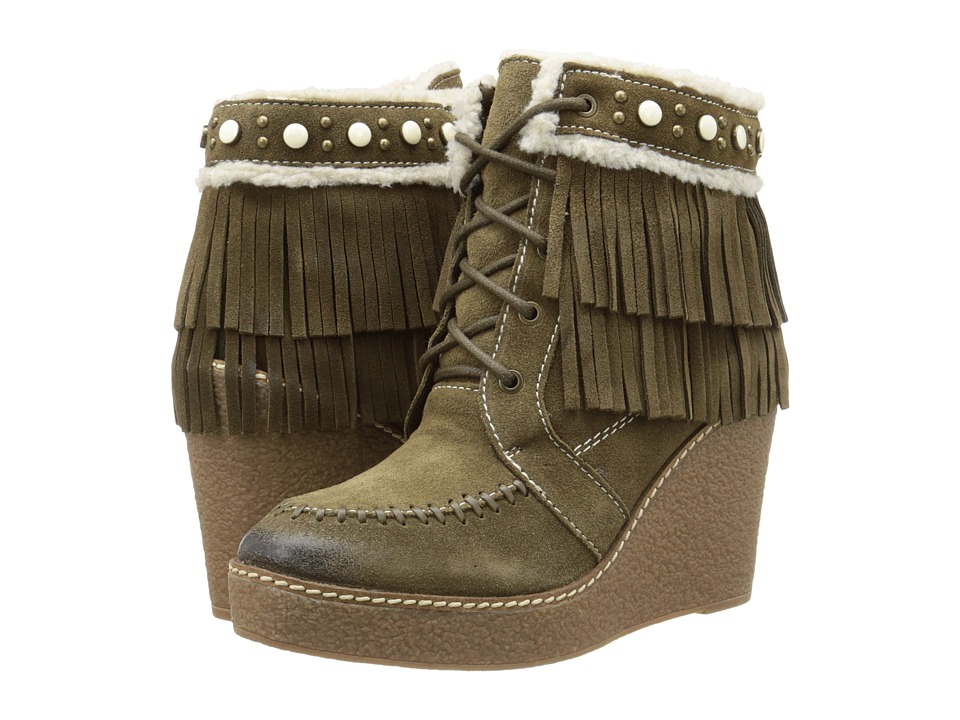 Sam Edelman Kemper (Moss Green/Ivory Oily Velour Suede/Shearling) Women