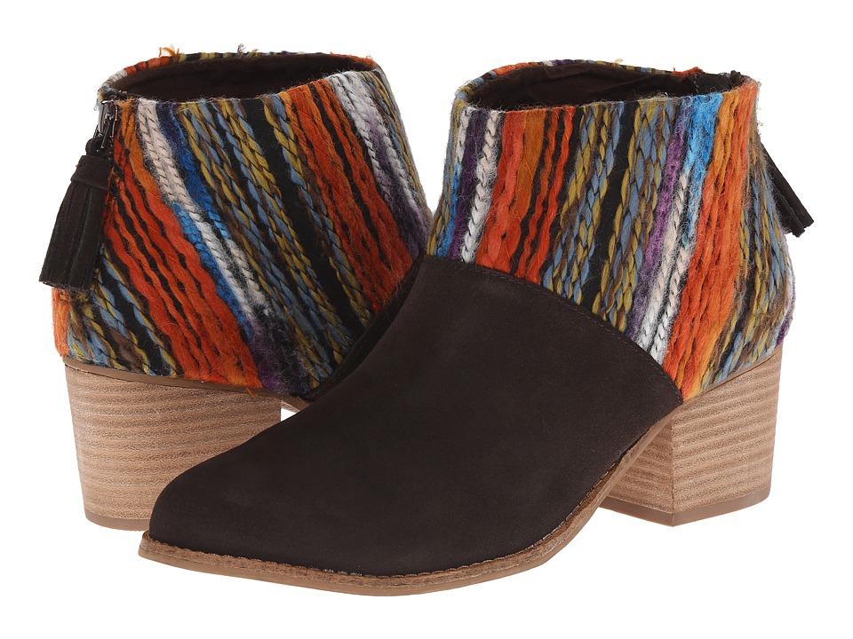 TOMS Leila Bootie (Chocolate Suede Multi Textile) Women