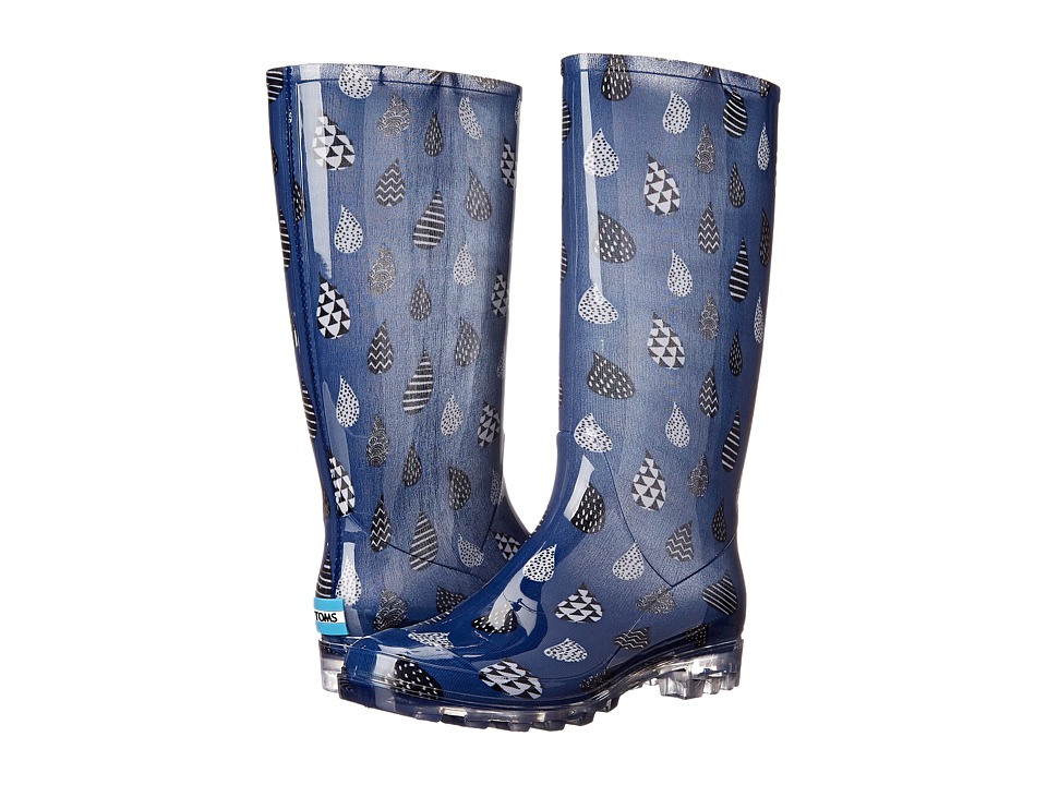 TOMS Cabrilla Rain Boot (Moonlight Blue Raindrop Print) Women