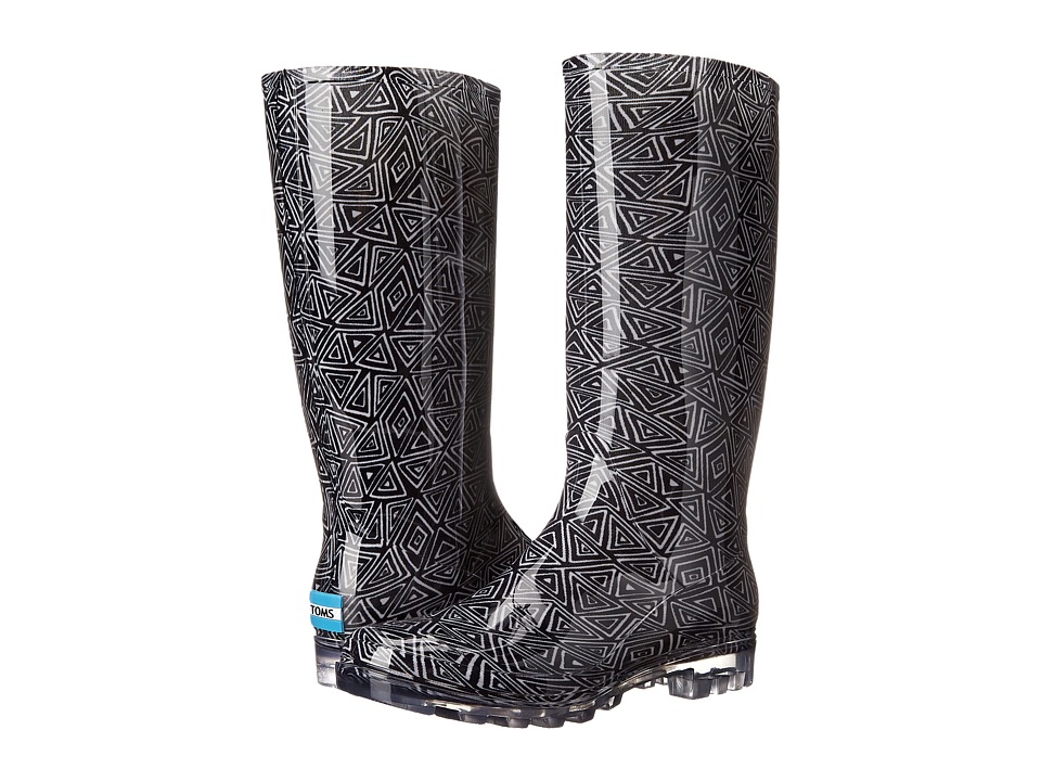 TOMS Cabrilla Rain Boot (Black White Tribal Print) Women