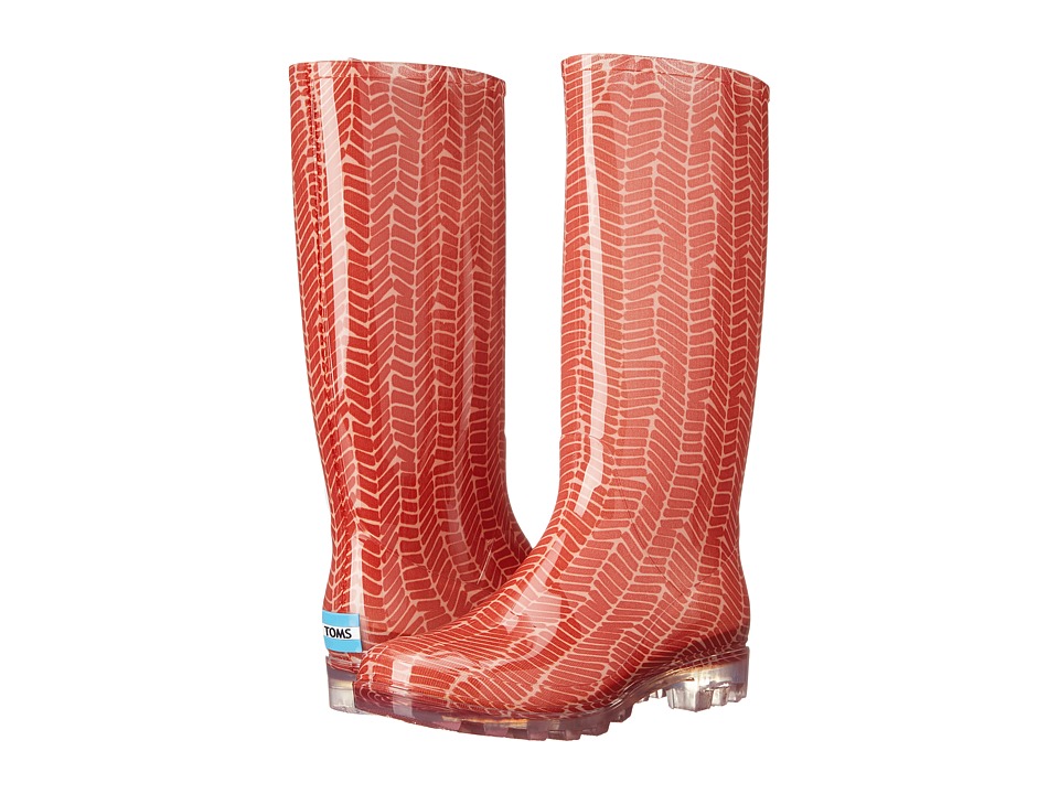 TOMS Cabrilla Rain Boot (Picante Red Herringbone Print) Women