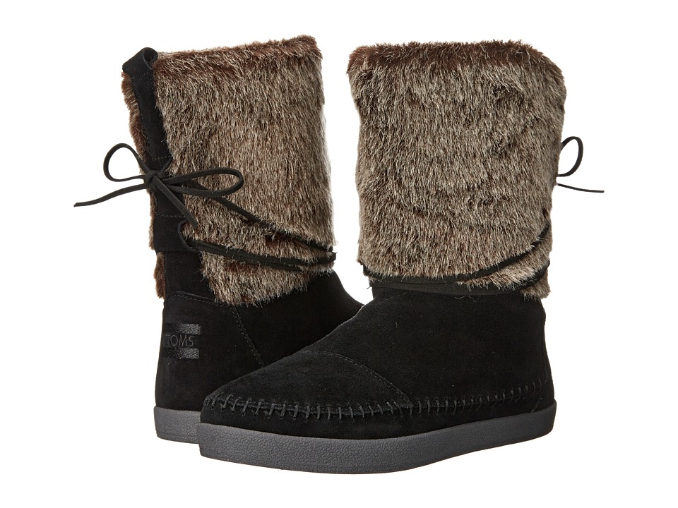 TOMS Nepal Boot (Black Suede Faux Hair) Women
