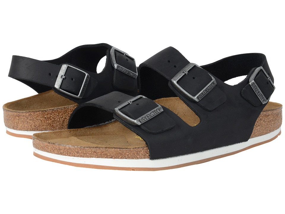 Birkenstock Milano Sport (Unisex) (Black Oiled Leather) Sandals