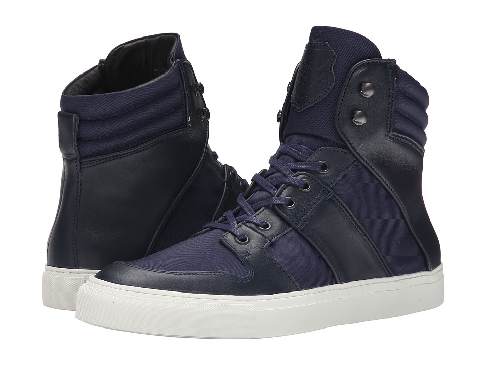 The Kooples Sport Leather and Nylon Sneaker (Navy) Men