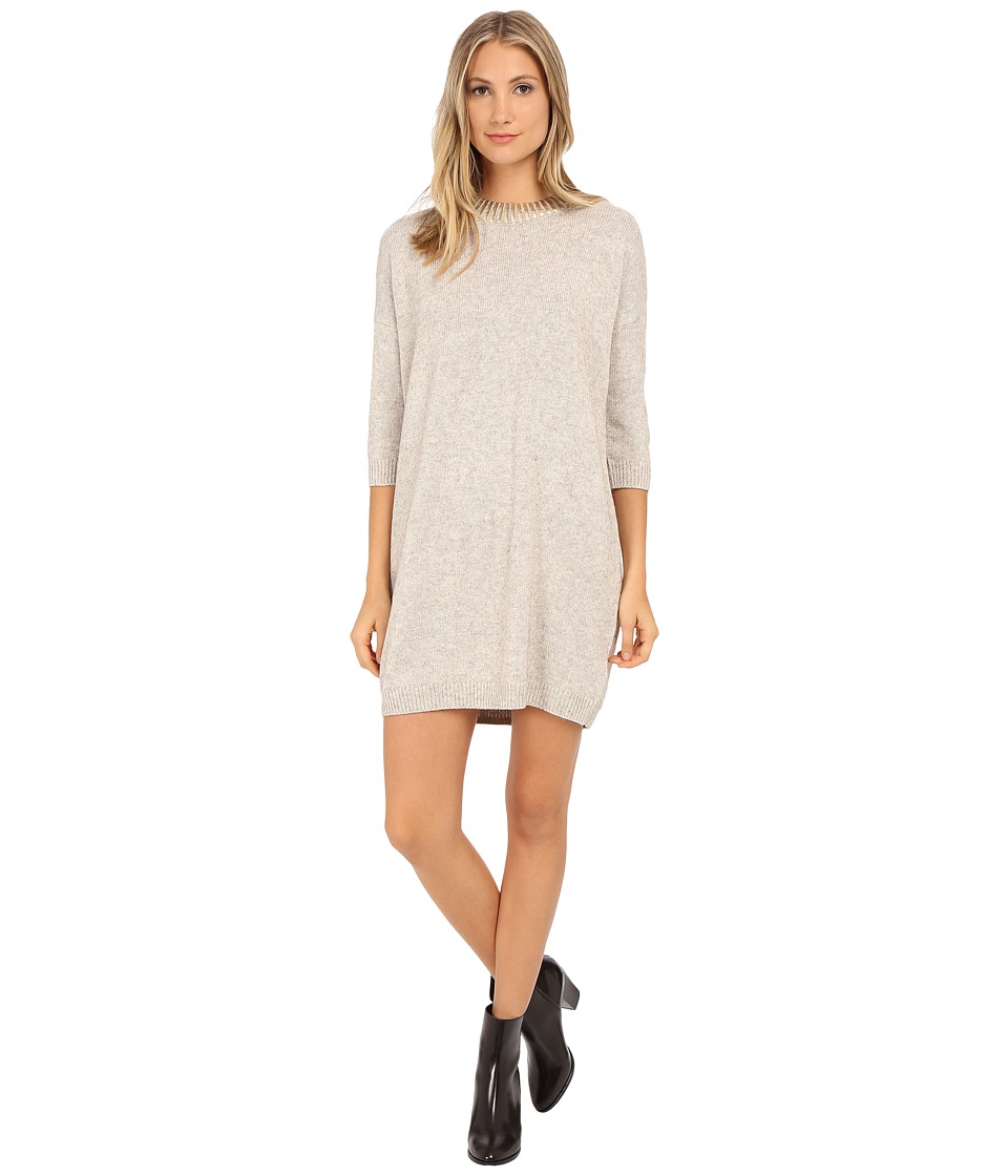 French Connection Ruby Knits Sweater Dress 71EFV (Oatmeal Melange/Pale Gold Foil) Women