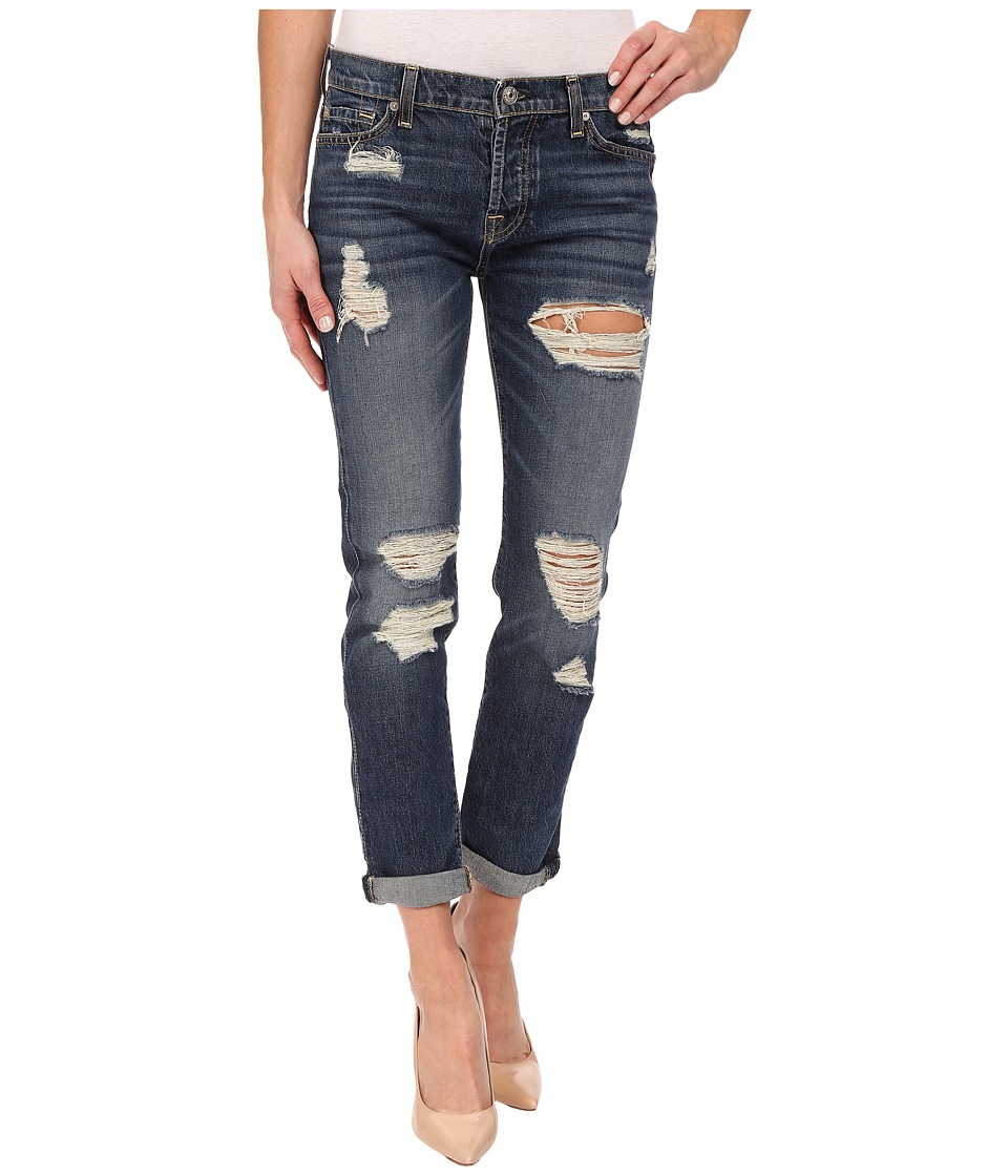 7 For All Mankind Josefina w/ Aggressive Destroy in Rigid Sanded Blue (Rigid Sanded Blue) Women