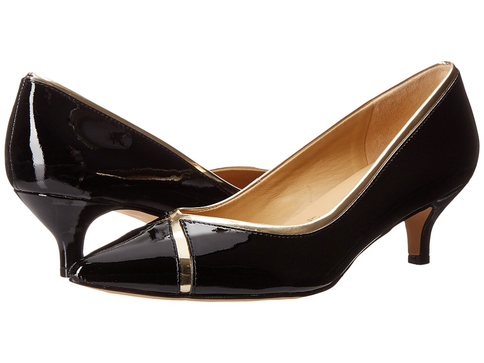 Trotters - Kelsey (Black/Gold Soft Patent Leather/Mirror Metallic) Women