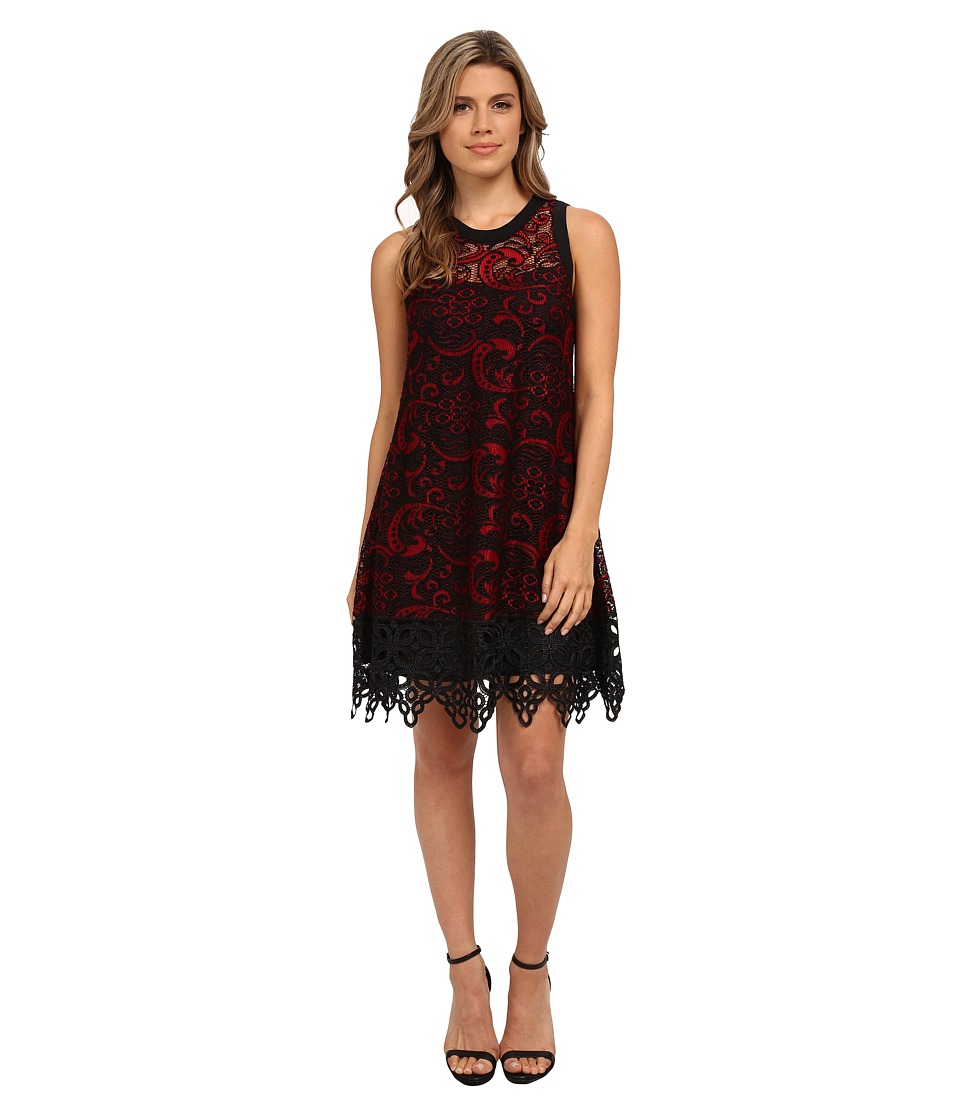 Nanette Lepore Majestic Lace Dress (Scarlet/Black) Women
