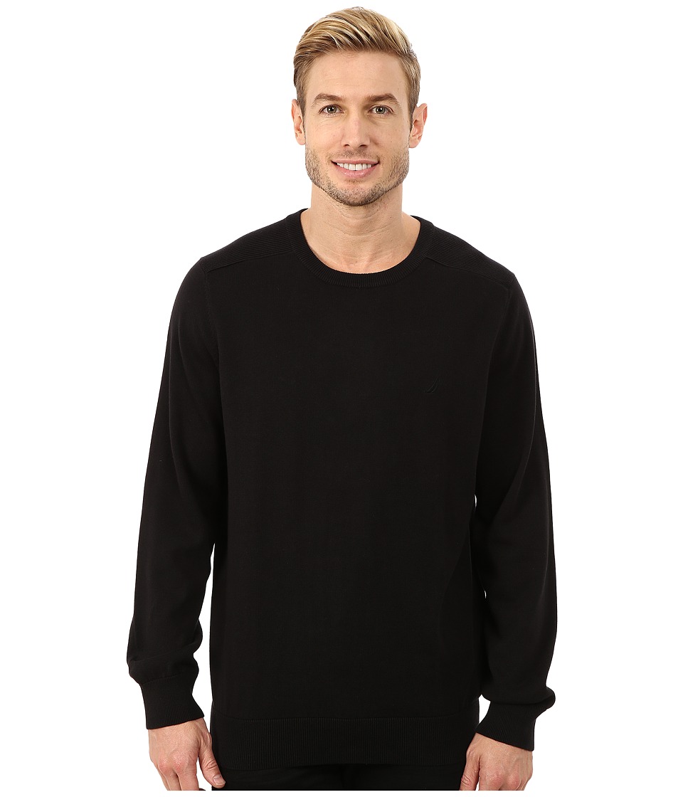 Nautica Solid Crew Neck Sweater (True Black) Men