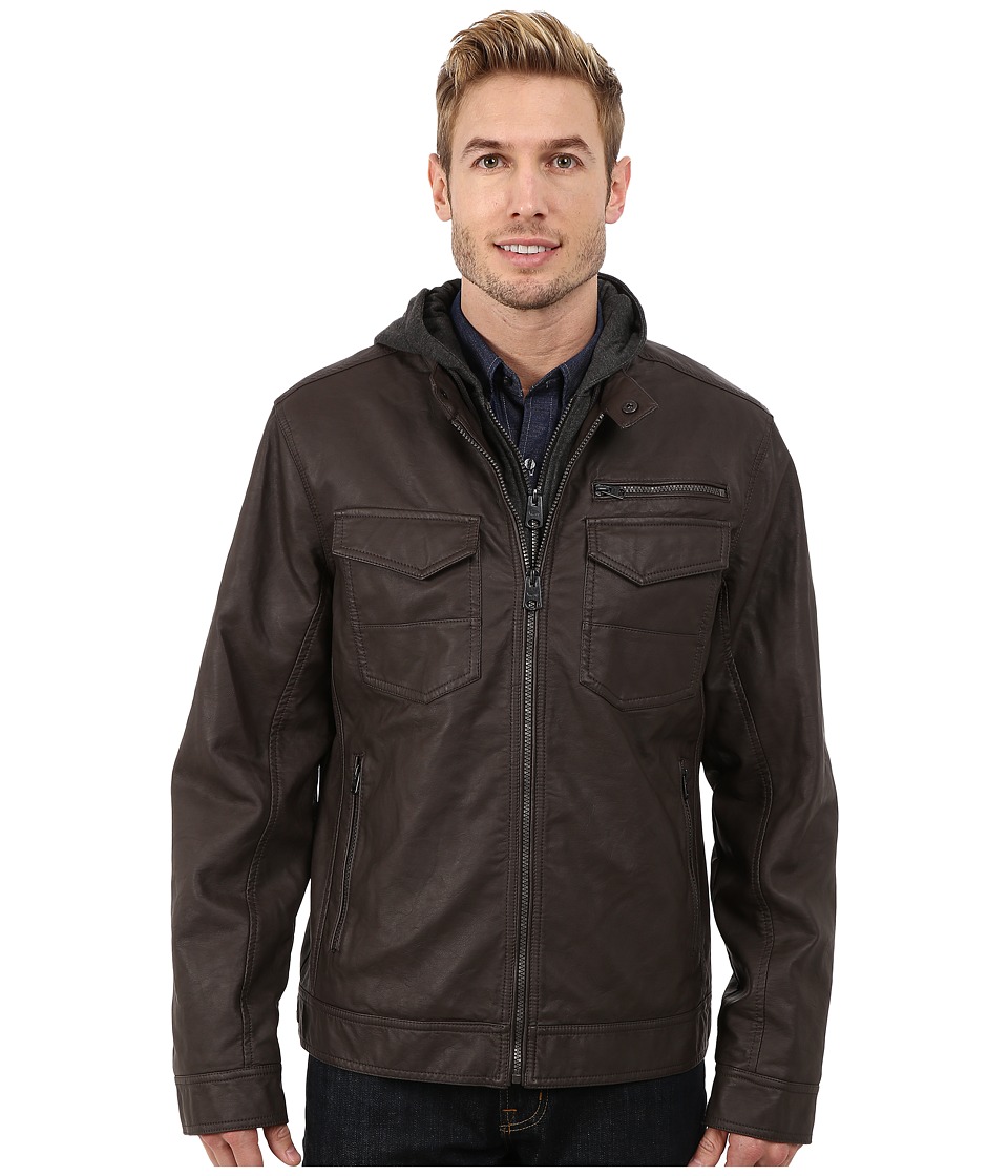 Buffalo David Bitton - Zip Front Jacket w\/ Hood Bib (Brown) Men's Coat