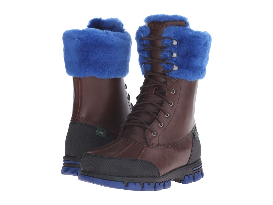 LAUREN Ralph Lauren - Quinta (Mid Brown/Royal Smooth Leather/Shearling) Women