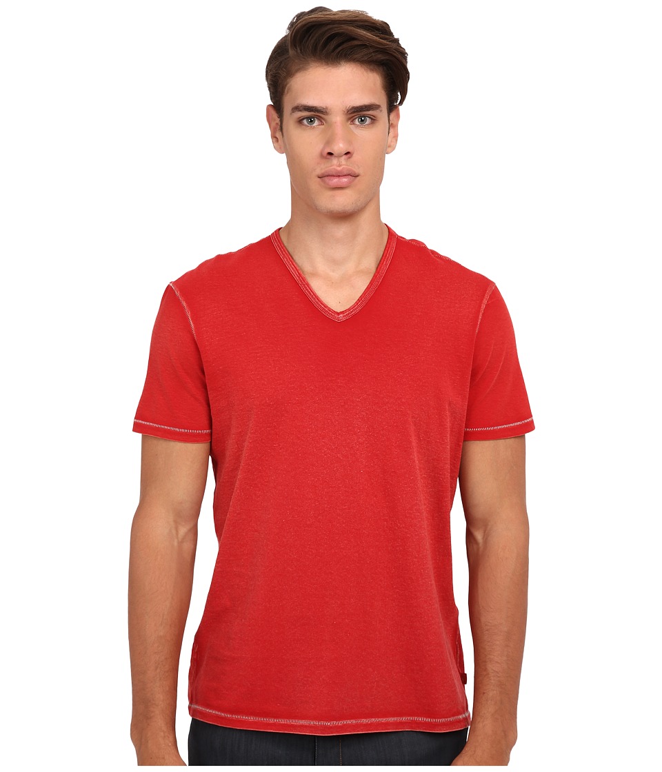John Varvatos Star U.S.A. - Short Sleeve Knit V-Neck K677R4B (Red Clay) Men