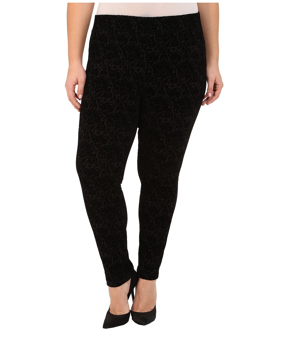 NYDJ Plus Size Plus Size Joanie Skinny Pull On Leggings (Black Primrose Flocking) Women