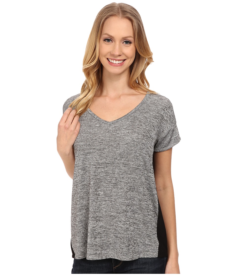 Calvin Klein Jeans - Short Sleeve V-Neck Keyhole Tee with Foil (Urban Ice Heather) Women