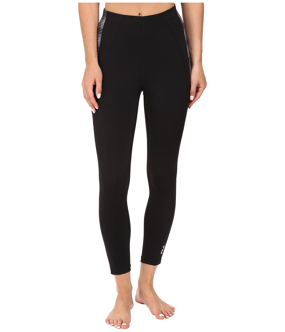 Fila Side Flash 3/4 Capris (Black/Lavender Plaid Print) Women