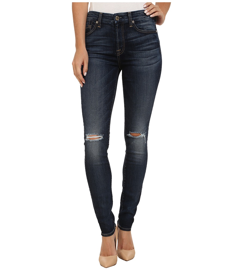 7 For All Mankind Mid-Rise Skinny in Marie Vintage Blue 2 (Marie Vintage Blue 2) Women