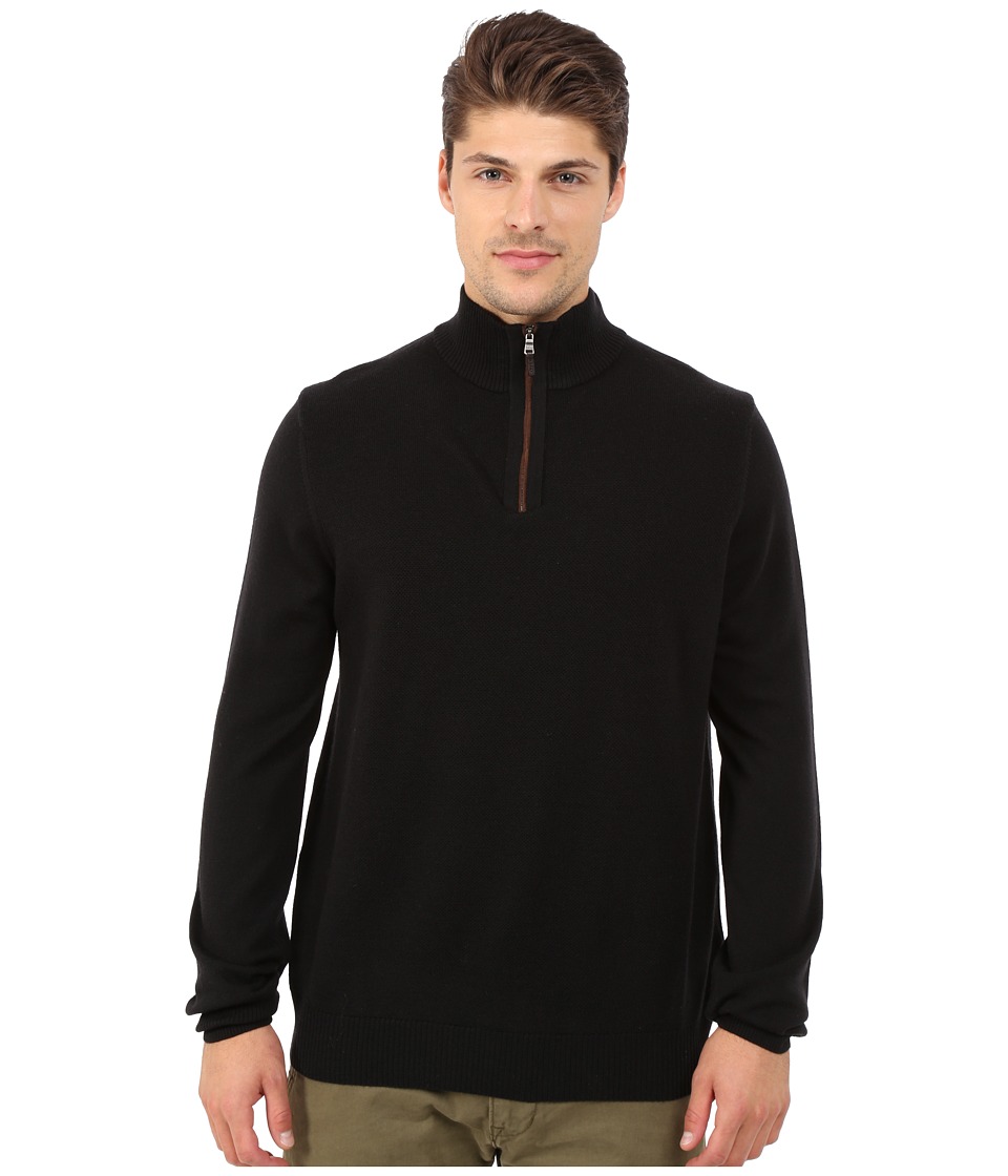 Thomas Dean & Co. - Long Sleeve Sweater Italian Extra-Fine Merino Quarter Zip (Black) Men