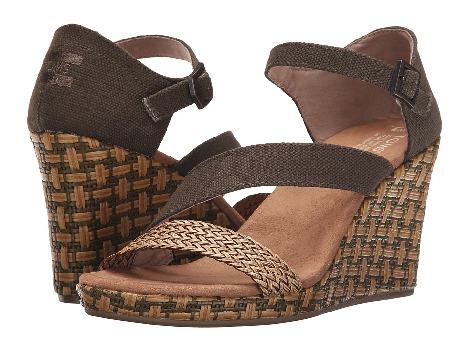 UPC 889556000104 product image for TOMS - Clarissa Wedge (Olive Textile/Wrapped) Women's Wedge Shoes | upcitemdb.com