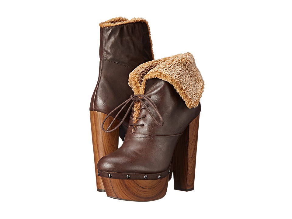 Jessica Simpson - Daane (Hot Chocolate/Natural Barillos/Faux Shearling/Oak Wood Heel) Women