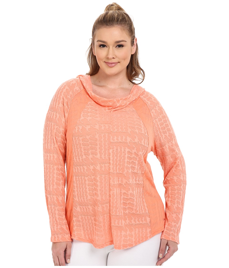 Marika Curves Plus Size Arya Cowl Long Sleeve Hoodie (Heather Crisp Peach) Women