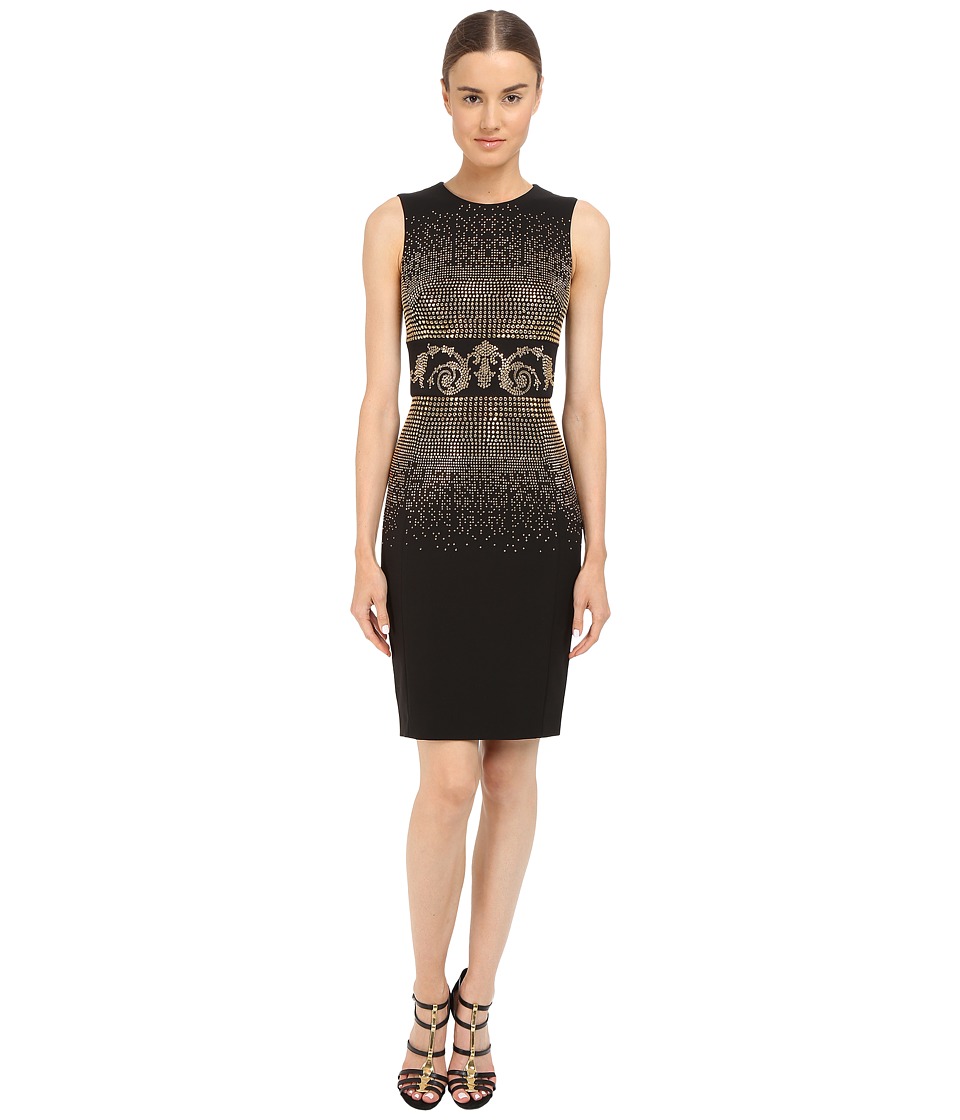 Versace Collection Black and Gold Embellished Tubino Dress (Black) Women