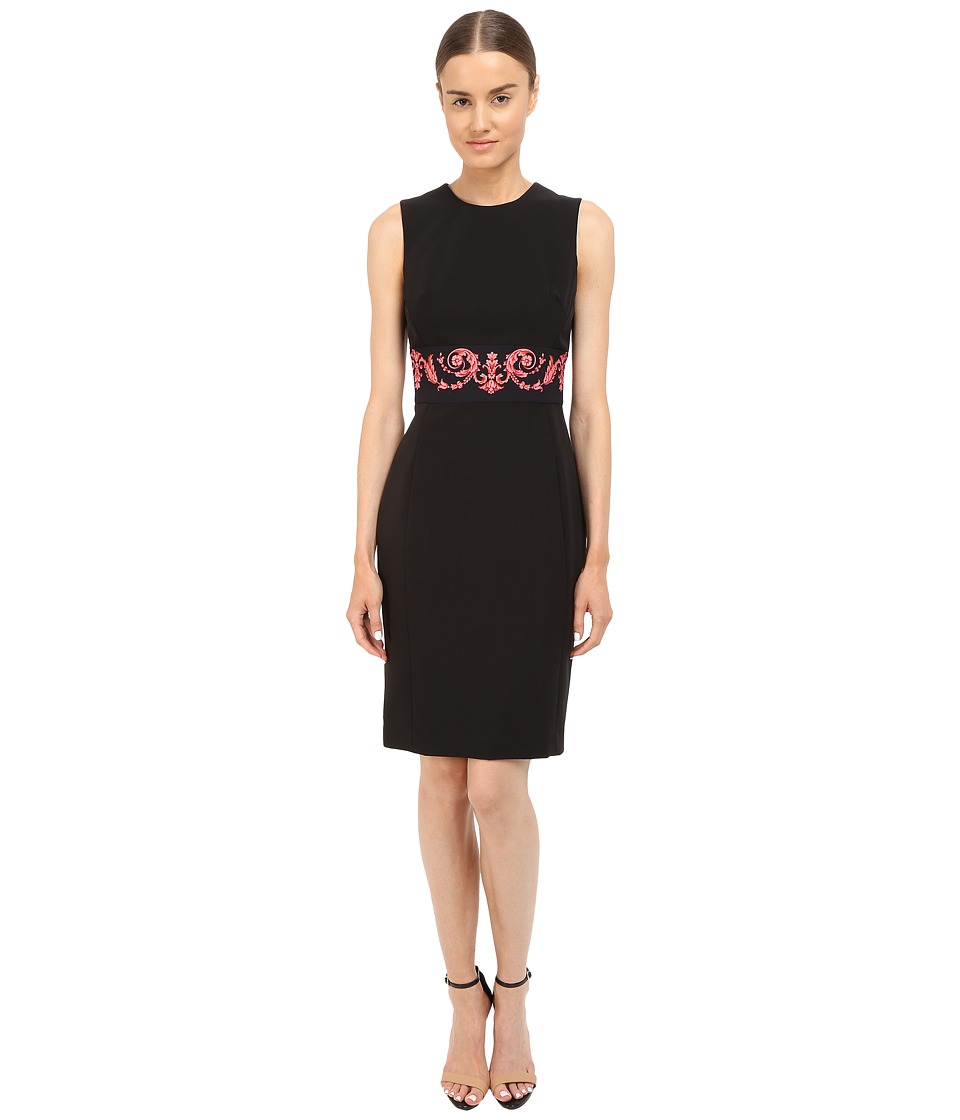 Versace Collection Tubino Dress with Pink Wasted Print (Black) Women