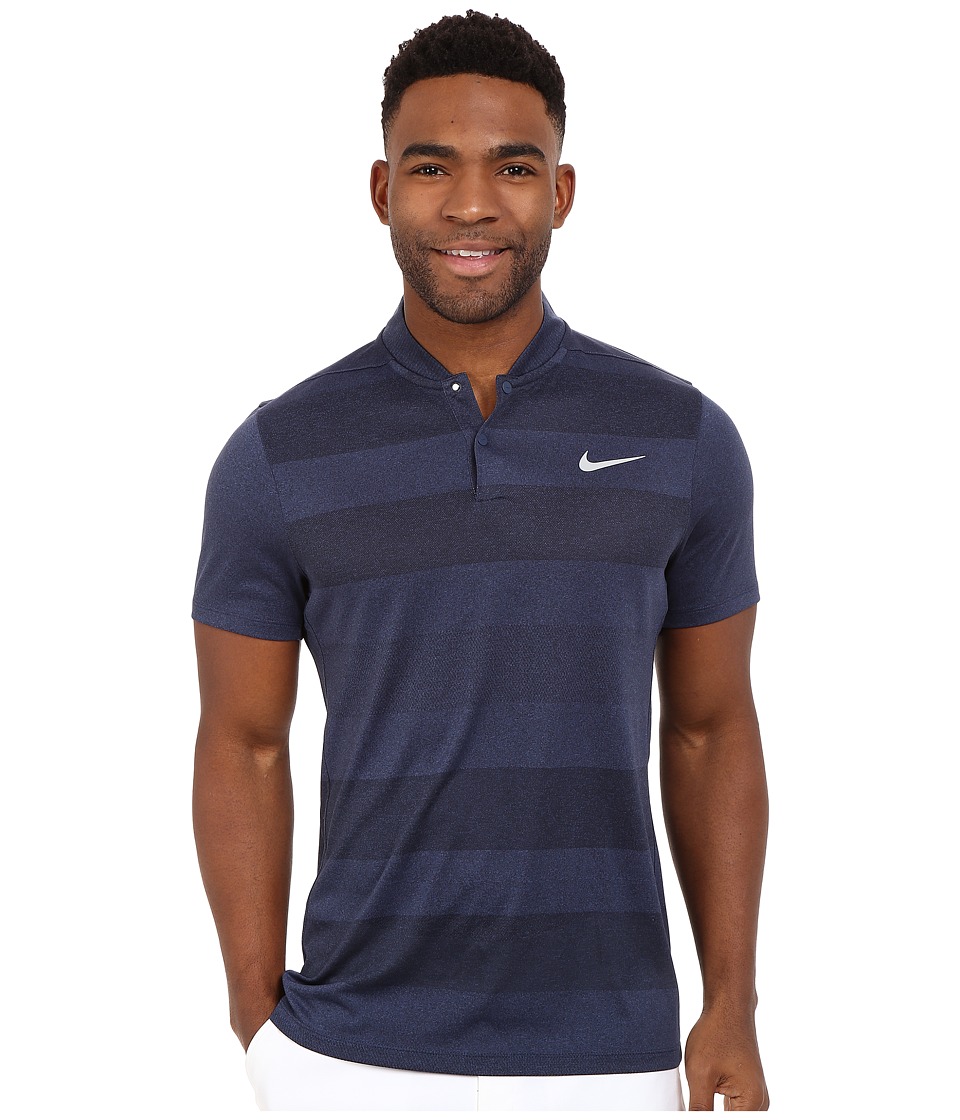 Nike Golf - MM Fly Blade Strip Polo (Midnight Navy\/Reflective Silver)
Men's Short Sleeve Pullover