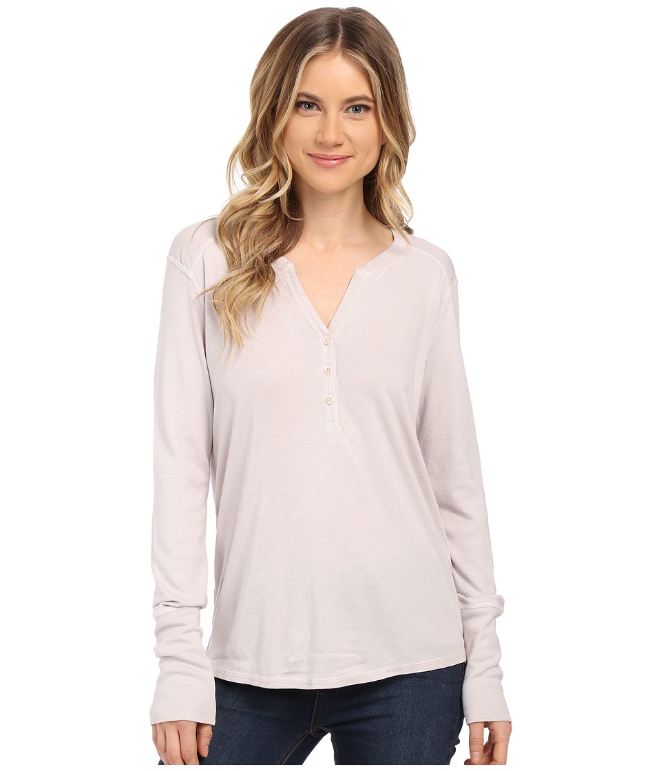 Splendid - 1X1 Long Sleeve Henley (White Sand) Women