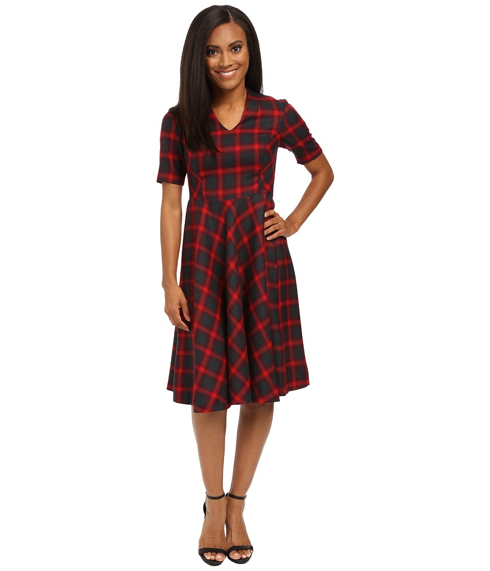 Pendleton Petite Audrey Dress (Charcoal/Red Plaid) Women