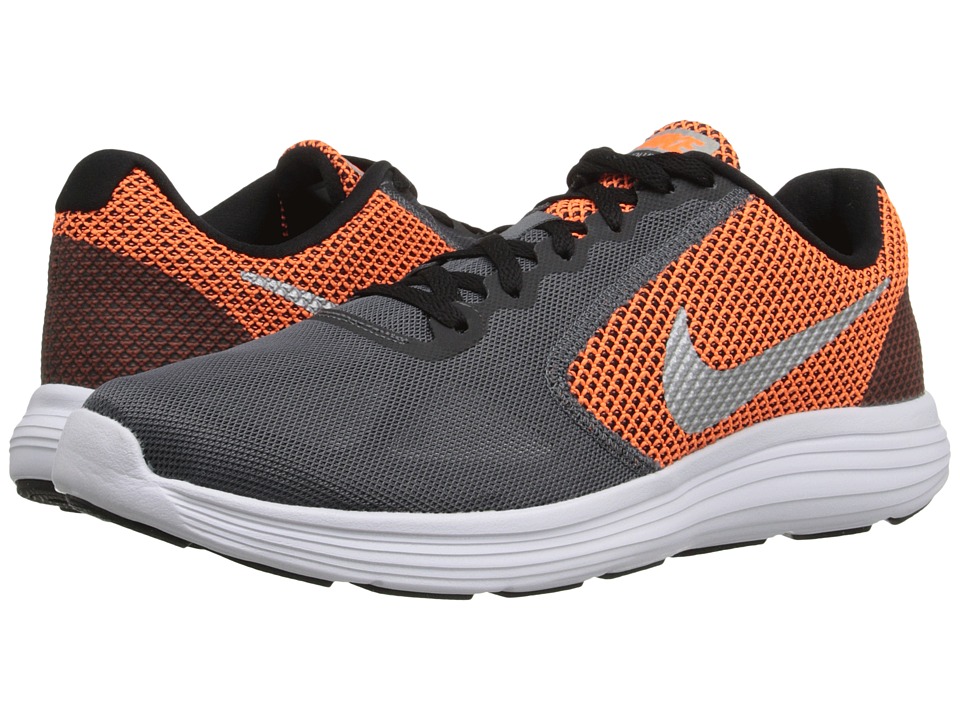 nike revolution 3 black and orange