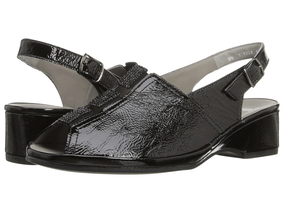 ara Rogue (Black Crinkle Patent/Suede) Women