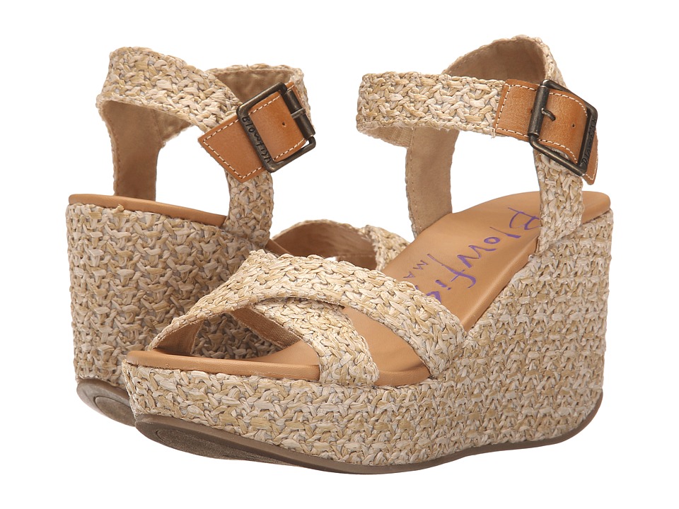 Blowfish - Dellis (Natural Beach Bag Straw\/Desert Sand Pisa PU) Women's Wedge Shoes