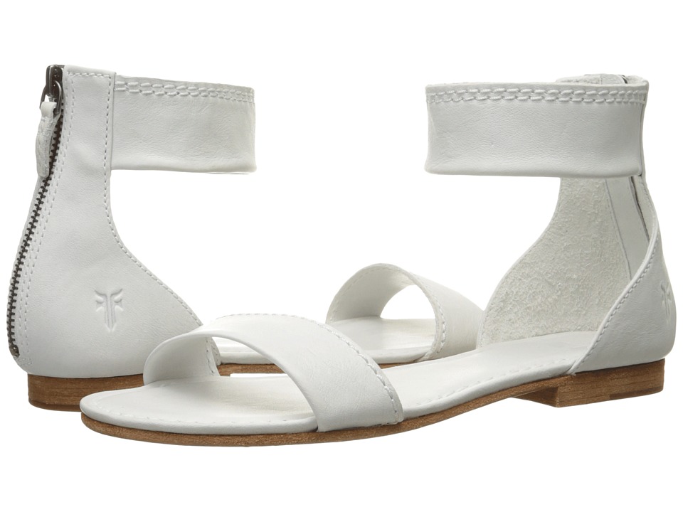 Frye Carson Ankle Zip (White Soft Vintage Leather) Women