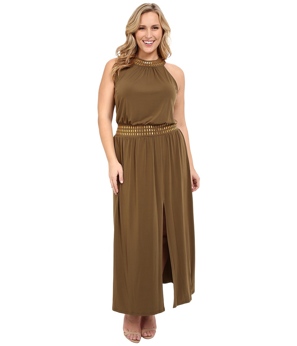 MICHAEL Michael Kors Plus Size Studded Halter Maxi (Duffle) Women