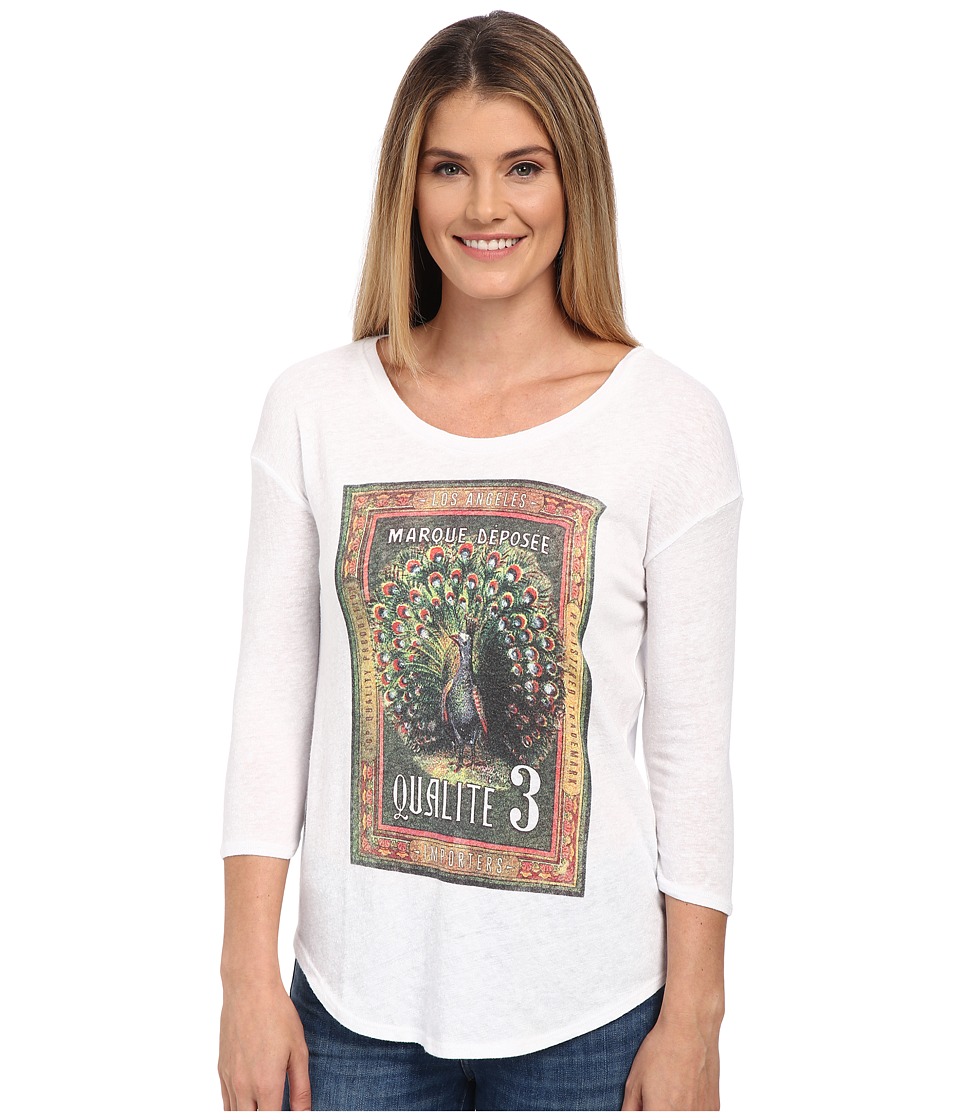 Lucky Brand Peacock Stamp Tee (Lucky White) Women