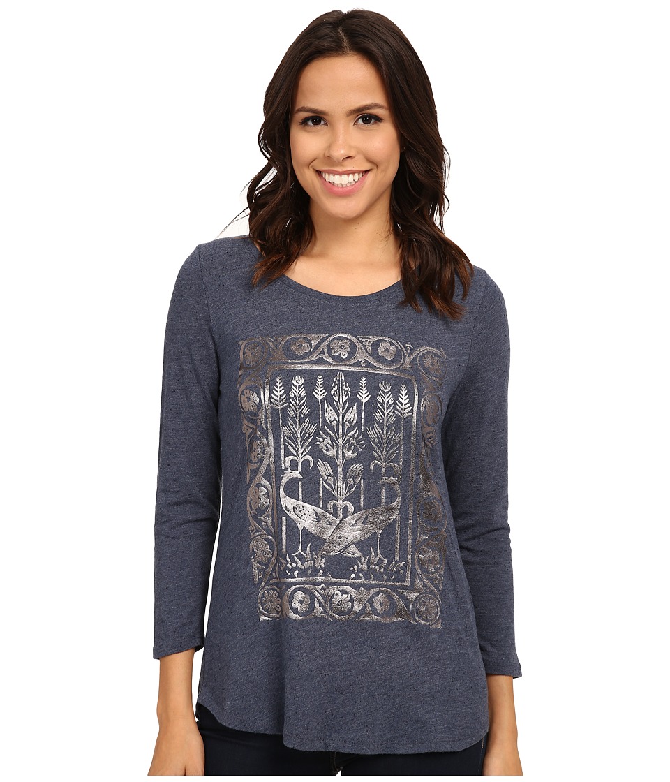Lucky Brand Metallic Birds Tee (Blue Multi) Women