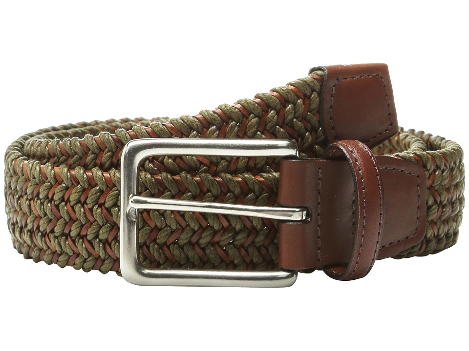 Torino Leather Co. Italian Woven Cotton and Leather Elastic (Olive) Men