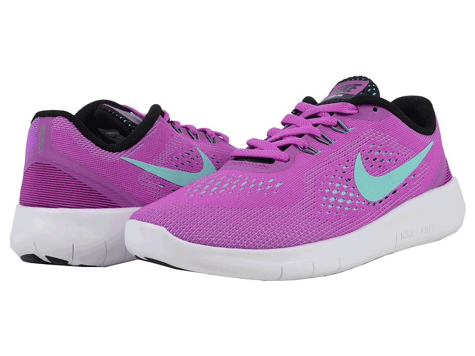 Nike Kids Free RN (Big Kid) (Hyper Violet/Black/White/Hyper Turquoise) Girls Shoes